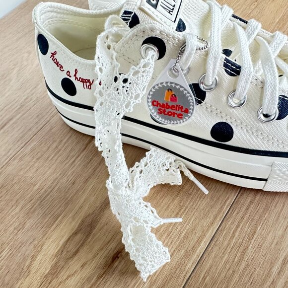 ✨Converse Chuck Taylor Lift Platform Polka Dots 7.5 Womens Shoes Sneaker A10689C - Picture 5 of 12